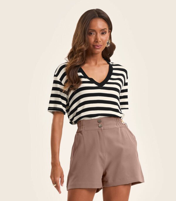 Polera Mujer Rayas Negra Marinera Rovitex - Imagen 4