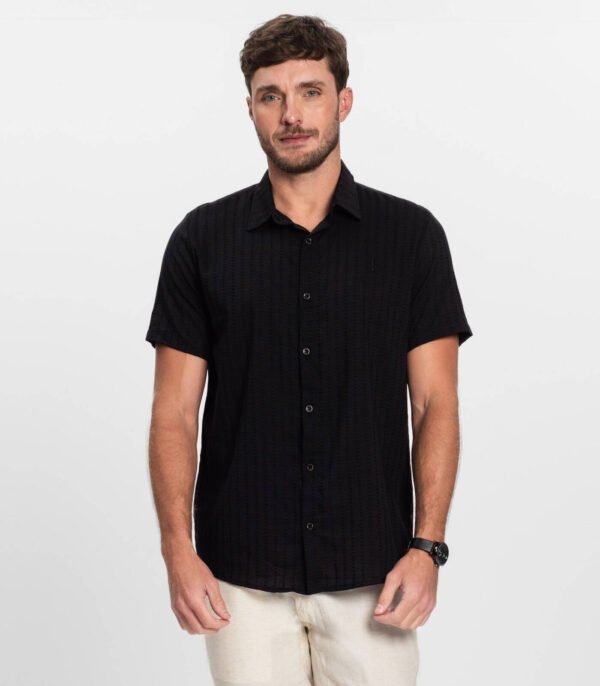 Camisa Manga Corta Algodón Viscosa Negra Diametro - Imagen 3