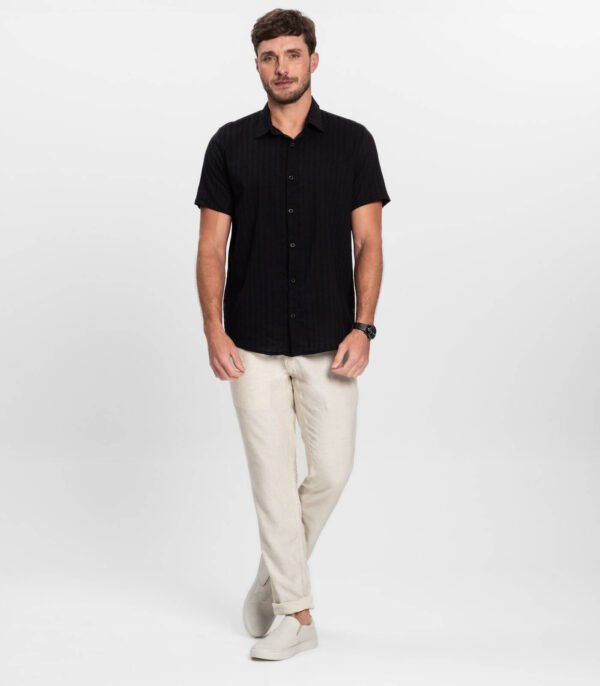 Camisa Manga Corta Algodón Viscosa Negra Diametro - Imagen 2